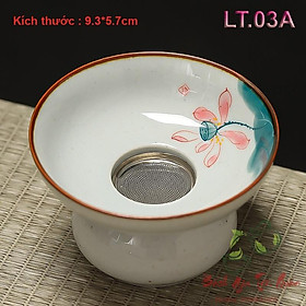 Mua Lọc  Lược Trà Sứ Cảnh Đức Trấn Hàng Thủ Công Họa Tiết Vẽ Tay (Lưới Lọc Inox 304)
