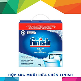 Hộp 4kg Muối rửa chén bát Finish trong máy rửa bát 2 gói 2kg/gói bên trong hộp giấy loại bao bì mới về 2022.
