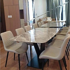 Mua LinhLan_Decor Bộ Bàn Ăn 6 Ghế Mặt Đá Ceramic Bóng Kết Hợp Ghế Nelson
