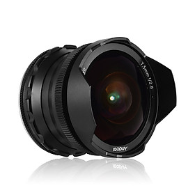 Andoer 7.5mm f/2.8 Manual Focus Fisheye Lens 180° Ultra Wide Angle Large Aperture Compatible with Canon M1/ M2/ M3/ M5/