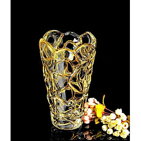 Mua LỌ HOA THỦY TINH VÂN ĐÁ CAO 30CM MIỆNG BÔ ĐÊ VIỀN VÀNG