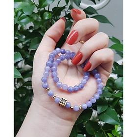 Vòng tay quấn 2 vòng thời trang tím nhạt mix charm hợp kim mạ vàng cao cấp