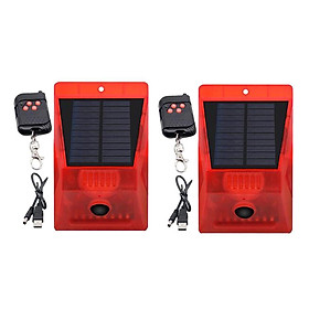 2x Solar  Sound Alarm Strobe  LED IP65 Alarm System Garden Yard