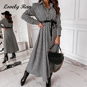 Mùa Thu Tay Dài Kẻ Sọc Vintage Nữ Dây Cao Cấp Cổ Gập Nữ Midi Áo 2021 Thanh Lịch Mới Cho Nữ quần Áo - S