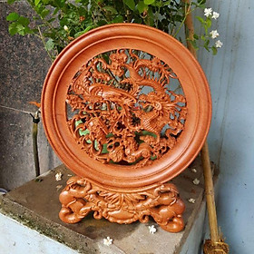 Mua Tranh đĩa tứ linh gỗ hương đá