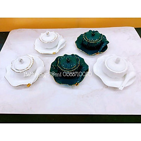 Thố chưng yến đài sen sứ trắng Bát Tràng cao cấp