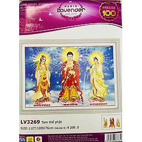 Mua Tranh thêu chữ thập tam thế phật LV3269  kích thước 109 x 76 cm  tranh thêu 3D