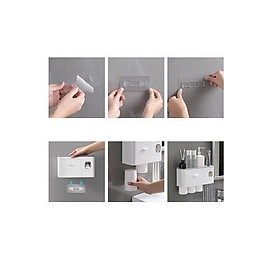BÁO GIÁ Kệ Đựng Bàn Chải | Shopee Lazada Sendo Tiki mới nhất 6 Kệ , Hộp Đựng bàn chải kem đánh răng kèm 4 cốc , nhựa ABS cao cấp , miếng dán cường lực chắc chắn