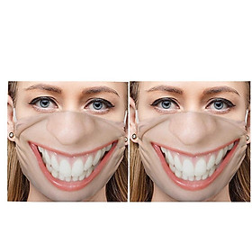 2x Adult Funny Face Mask Dust Fog Protect Mouth Cover Reusable Breathable