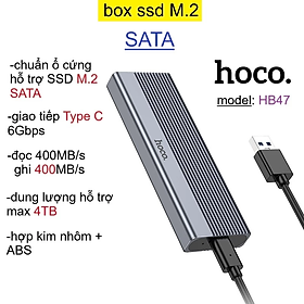 Mua Box đựng ổ cứng Enclosure cho ổ SSD M2 Sata Hoco HB47 hợp kim nhôm tốc độ 6Gbps (đọc 400MB/s  ghi 400MB/s) _ Hàng chính hãng