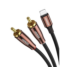 Mua Ugreen UG40897AV166TK 1m Lightning to 2*RCA M / M Braided Cable black with brown head - HÀNG CHÍNH HÃNG