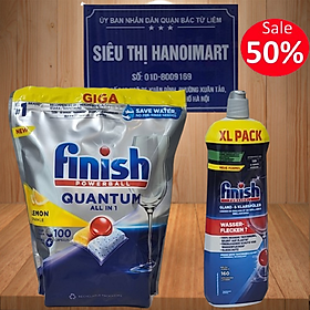 Nước bóng 1150ml + 100 Viên rửa bát finish quantum 14 in 1