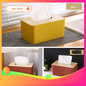 Mua  SGFS55  Hộp Đựng Khăn Giấy Nắp Gỗ  CHẮC CHẮN  SIÊU TIỆN  Hộp Khăn Giấy Decor Để Bàn Siêu Sang