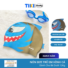 Nón bơi trẻ em cao cấp 100% nhập khẩu từ Đức thương hiệu Fashy tiêu chuẩn chất lượng Châu Âu, chất liệu silicone mềm mại, thiết kế thời trang Freesize dành cho bé trai, bé gái hình cá