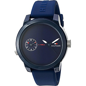 Tommy Hilfiger Men's Plastic and Rubber Casual Watch Quartz Strap, Blue (Model: 1791325)