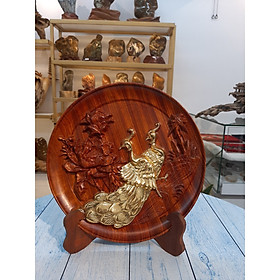 Dĩa Gỗ Mạ Vàng - Hình Cặp Uyên ương - Xuất Xứ: Chư-Sê, Gia Lai - KT: 27*25cm - TL: 0.5kg - Trang Trí Nhà Cửa - Đá & Gỗ - G112