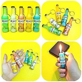 Hột quẹt bật lửa móc khóa hình chai rượu RIO nhiều màu - xài gas