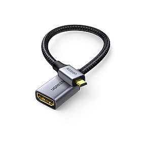 Cáp chuyển đổi Micro HDMI to HDMI 2.0 bện dù dài 25CM 4K 3D 1080P Màu Đen Ugreen 10553 HD149 Hàng Chính Hãng