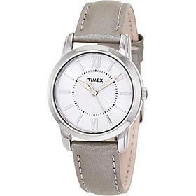 Timex Women's T2N683 Elevated Classics Dress Uptown Chic Silver Metallic Leather Strap Watch