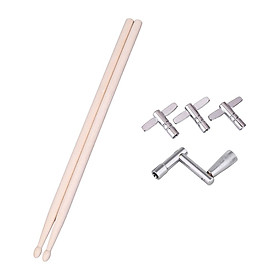 Wood Drumsticks 3Drum Tuning Key & 1 Continuous Motion Speed Keys for Snare Drum Percussion Instrument