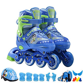 Giày patin trẻ em cao cấp bánh xe PU trượt êm và mượt cả 8 bánh full đèn led -Tặng balo đựng giày chất lượng cùng hãng, đồ bảo hộ 7 món, đầy đủ phụ kiện chơi và có bảo hành