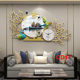 Mua Đồng hồ treo tường trang trí chim công decor CD17 kích thước 145 x 65 cm