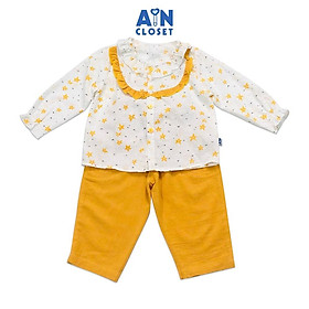 Bộ quần áo dài bé gái họa tiết Hoa thủy tiên vàng cotton hạt - AICDBGUJCKWJ - AIN Closet