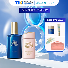 Bộ sữa chống nắng Anessa dưỡng da dịu nhẹ dạng sữa SPF50+ PA++++ 60ml và Serum dưỡng da và phục hồi da sau nắng 180ml