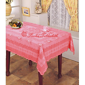 Mua Khăn trải bàn PAULEE - 856B (150cm x 264 cm) KHÔNG THẤM NƯỚC - HOA VĂN ĐỎ ĐÔ