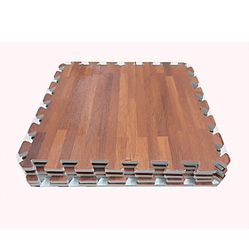 Combo 4 tấm thảm xốp ghép, in hình vân gỗ, kích thước 1 tấm 60cm x 60cm x1cm