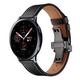 Dây Da Dành Cho Galaxy Watch Active 1, Galaxy Watch Active 2, Galaxy Watch 42, Gear S2 Khóa Chống Gãy (Size 20mm) - Đen