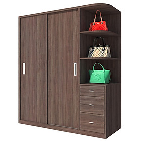 Mua Tủ quần áo gỗ MDF Tundo cửa lùa màu nâu 180 x 55 x 200cm