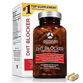 Advanced Trichology DHT Blocker with Immune Support - Hair Loss Supplements, High Potency Saw Palmetto, Green Tea & Probiotics, Gluten-Free, Vegetarian - 120-count Bottle - 90 Day Moneyback Guarantee