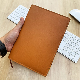 Sổ tay da thật gáy cài SC1 - Bìa da bò thật lõi giấy 200 trang định lượng cao có thể thay thế