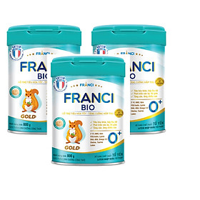 Combo 3 lon Sữa công thức FRANCI BIO GOLD 0+ lon 800g Hỗ trợ tiêu hóa Tăng