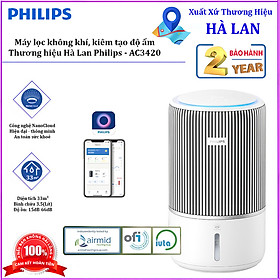 Máy lọc không khí kiêm tạo độ ẩm 2 trong 1, công nghệ hiện đại NanoCloud Serial Series 3400. Thương hiệu Hà Lan cao cấp Philips - AC3420. HÀNG CHÍNH HÃNG