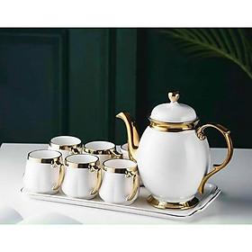 Mua Bộ ấm chén sứ kèm khay cao cấp phong cách Bắc Âu hiện đại - ANTH671