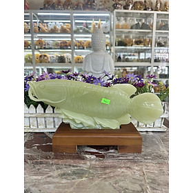Tượng Cá Rồng Kim Long, cá phong thủy đá ngọc Onyx - Dài 34 cm