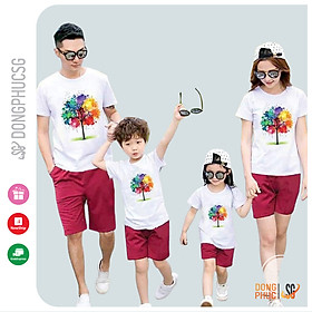 Áo đồng phục gia đình 3/4/5 người Thun cotton dày dặn Màu trắng Đủ Size đến 5XL GD328T