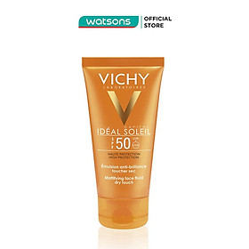 Kem Chống Nắng Vichy Ideal Soleil Bảo Vệ Da Mặt, Không Gây Nhờn Rít SPF50, PA+++ 50ml