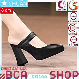 Giày cao gót nữ 8p RO466 ROSATA tại BCASHOP bít mũi, hở gót, gót trụ cùng màu thân - màu đen