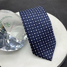 Hình ảnh Phụ kiện nam cà vạt nam bản 8cm Giangpkc tháng 5-2021-Cà vạt xanh đen chấm xanh trắng