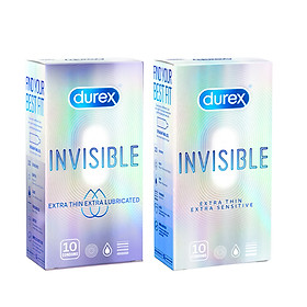 Combo Bao cao su Durex Invisible Extra Thin Extra Lubricated 10 Bao và Extra Sensitive 10 Bao