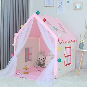 Lều công chúa hoàng tử phong cách sáng tạo kết hợp hình ngôi nhà nhỏ cho bé thỏa sức vui chơi - tặng kèm đèn nháy