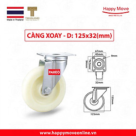 Mua Bánh xe đẩy nhựa trắng PP Eco càng thép xoay 360 độ 75-100-125mm - Happy Move Thái Lan