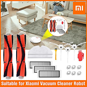 18PCS Mi Robot Vacuum Cleaner Parts Replacement Main Brush for Xiaomi Robot Roborock S50 for Robo2 Vacuum Cleaner Main Brushes Filters Side Brushes Water Tank Filters Accessory Kit