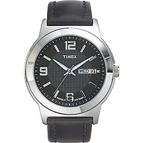 Timex Men's T2E561 Bank Street Black Leather Strap Watch