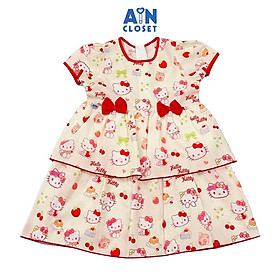 Đầm bé gái hoạ tiết Mèo Đỏ Cotton - AICDBGXEMDQO - AIN Closet