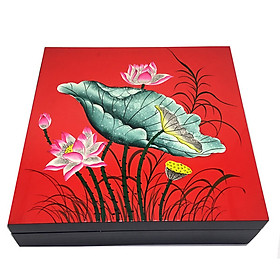 Mua Khay Mứt Đựng Bánh Mứt Vẽ Hoa Sen MNV-HSM02