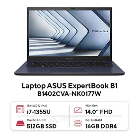 ASUS ExpertBook B1 B1402CVA-NK0177W (Intel Core i7 - 1355U | 16GB | 512GB | Intel UHD Graphics | 14 inch FHD | Windows 11 | Đen) - HÀNG CHÍNH HÃNG